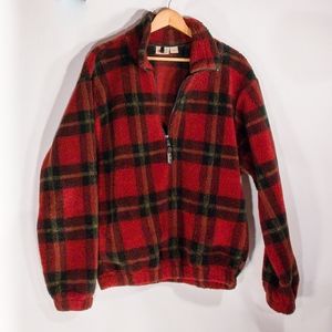 Red buffalo plaid Woolrich Fleece Pullover